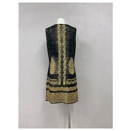Chanel-Chanel noir / Robe en maille de coton sans manches métallisée dorée FR 40 US 8 UK 12-Noir,Doré