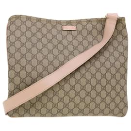 Gucci-GUCCI GG Canvas Shoulder Bag PVC Leather Beige 201446 Auth am4260-Beige