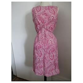 Autre Marque-Kleid aus Leinen und Seide, Taille 38.-Pink