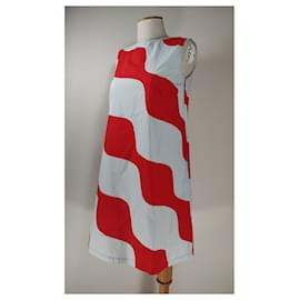 Marimekko-Kleider-Weiß,Rot,Mehrfarben