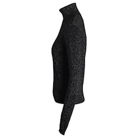 Yves Saint Laurent-Saint Laurent Glitter Turtle Neck Sweater in Black Wool-Black