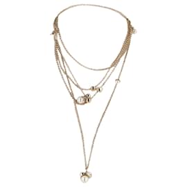 Dior-Dior Pearl Faux Pearl Mise En Dior Multistrand Necklace in Gold Metal-Golden