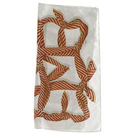 Totême-Toteme Knotted Monogram Bloody Mary Scarf in White Silk-White