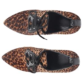 Dolce & Gabbana-Dolce & Gabbana Lace-Up Ankle Boots in Animal Print Ponyhair-Other
