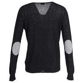 Joseph Pullover mit V-Ausschnitt und Ellbogenbesatz aus schwarzem Kaschmir Schwarz