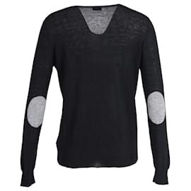 Pull Col V Joseph Patch Coude en Cachemire Noir Noir