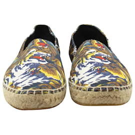 Kenzo-Kenzo Tiger Print Espadrille Loafers in Multicolor Canvas-Multiple colors