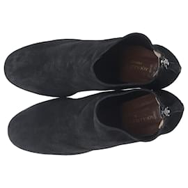 Aquazzura-Aquazzura Downtown Ankle Boots in Black Suede-Black
