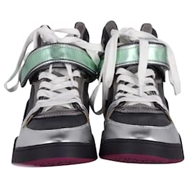 Isabel Marant-Isabel Marant Bresse Metallic Colorblock High-Top Sneakers in Multicolor Leather-Multiple colors