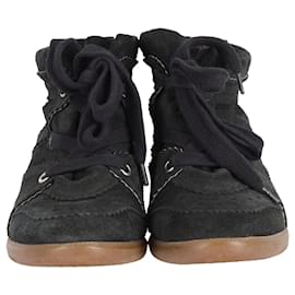 Isabel Marant-Isabel Marant Bobby High-Top-Wedge-Sneakers aus schwarzem Wildleder-Schwarz