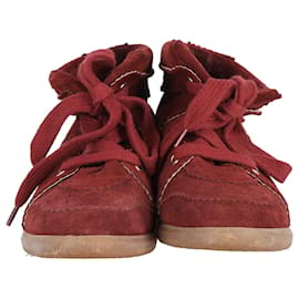 Isabel Marant-Isabel Marant Bobby High Top Wedge Sneakers in Burgundy Suede-Dark red