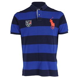 Polo Ralph Lauren a maniche corte a righe in cotone blu Blu Blu navy