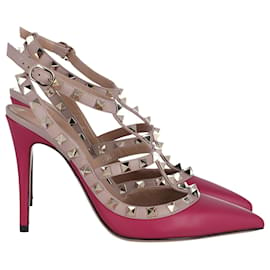 Valentino Garavani-Valentino Rockstud Sandalen aus rosa Leder-Pink