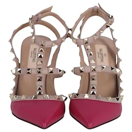 Valentino Garavani-Valentino Rockstud Sandals in  Pink Leather -Pink