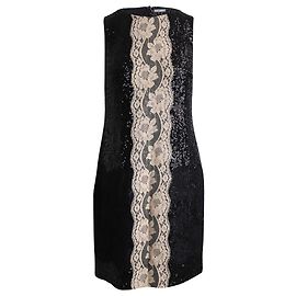 Dolce & Gabbana Minikleid mit Spitze aus schwarzen Pailletten Schwarz