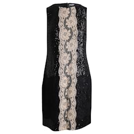 Dolce & Gabbana-Mini vestido Dolce & Gabbana com renda em lantejoulas pretas-Preto