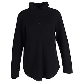 Gerippter Theory-Pullover mit hohem Kragen aus schwarzem Kaschmir Schwarz