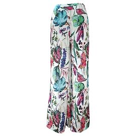120% LINO Pantalone floreale in lino Multicolore