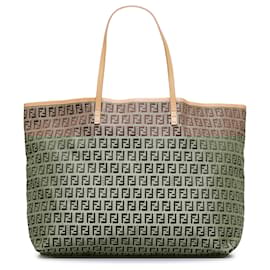 Fendi-Fendi Brown Zucchino Roll Tote-Brown
