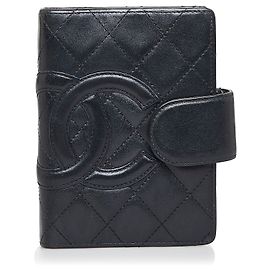 Couverture d'agenda Chanel en cuir noir Cambon Ligne Noir