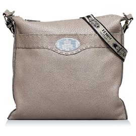 Fendi-Fendi Gray Selleria Crossbody-Grey