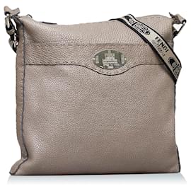 Fendi-Fendi Gray Selleria Crossbody-Grey