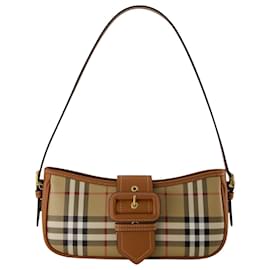 Burberry-Bolso Hobo Sling - Burberry - Cuero - Beige-Castaño