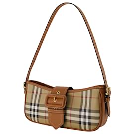 Burberry-Sling Hobo Bag - Burberry - Leather - Beige-Brown