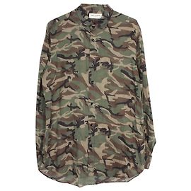 Camicia Camouflage Saint Laurent in Cotone Verde Verde