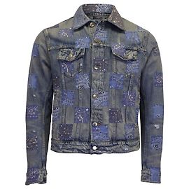 Giacca di jeans AMIRI Bandana Check Trucker in cotone blu Blu Blu chiaro