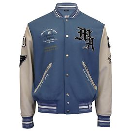 AMIRI Appliquéd Embroidered Varsity Jacket in Light Blue Wool Blue Light blue