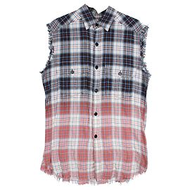 Saint Laurent Distressed Checkered Vest in Multicolor Cotton Other Python print