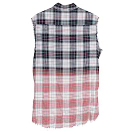 Saint Laurent-Saint Laurent Distressed Checkered Vest in Multicolor Cotton-Multiple colors