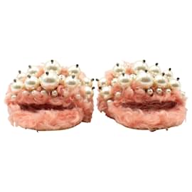 Miu Miu-Chanclas adornadas con perlas en piel sintética rosa de Miu Miu-Rosa