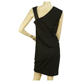 Helmut Lang-Helmut Lang Black Sleeveless Draped One Asymmetric Strap Mini Dress size 6-Black