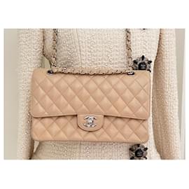 Chanel-CC Timeless lined Flap Caviar Bag-Beige