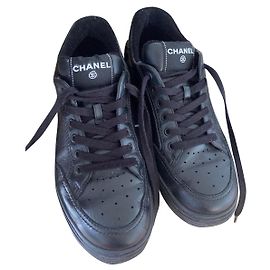 Baskets Chanel en cuir noir 38 Noir