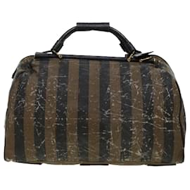 Fendi-FENDI Pecan Canvas Shoulder Bag 2way Black Brown Auth th3595-Brown,Black