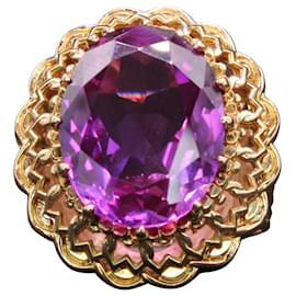 Autre Marque-Anello in oro giallo con topazio viola 18 carati-Porpora,Gold hardware