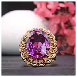 Autre Marque-Bague topaze violette or jaune 18 carats-Violet,Bijouterie dorée