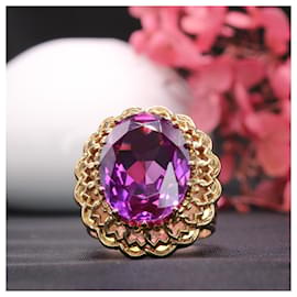 Autre Marque-Yellow gold purple topaz ring 18 carats-Purple,Gold hardware