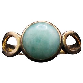 Autre Marque Anel de pedra verde oval cravejado de bisel em ouro amarelo 18 quilates Verde Gold hardware