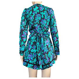 Zimmermann Silk Floral Romper Black Black Blue
