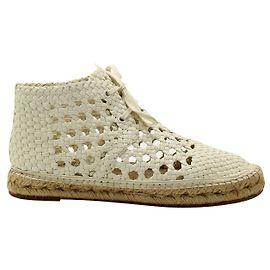 Céline Espadrillas stringate in pelle color crema Altro