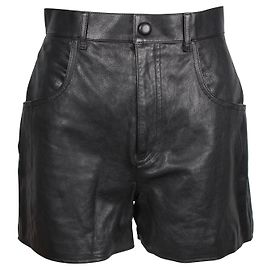 Saint Laurent Schwarze Lammleder-Shorts mit Seidenfutter Schwarz