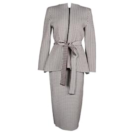 Autre Marque-Brown, Black & Cream Houndstooth Skirt & Jacket Set-Other