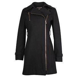 Michael Kors Black Coat with Gold Zippers Black
