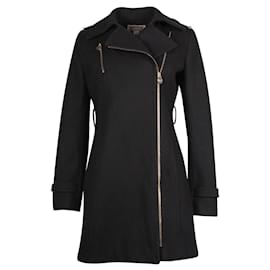 Michael Kors-Black Coat with Gold Zippers-Black