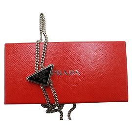 Prada Silver Chain Belt/ Bag Strap with Logo Silvery Metallic