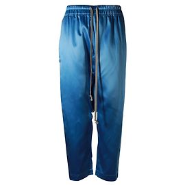 Rick Owens Nublu Satin Drawstring Drop Cropped Pant  Blue